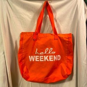 Orange canvas weekend tote